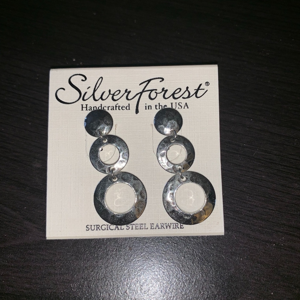 Silver Forest circle earrings